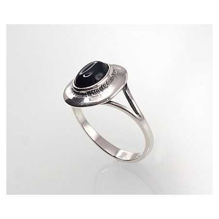 925° Genuine Sterling Silver ring, Stone: Onix , Type: Women, 2101190(POx-Bk)_ON-2