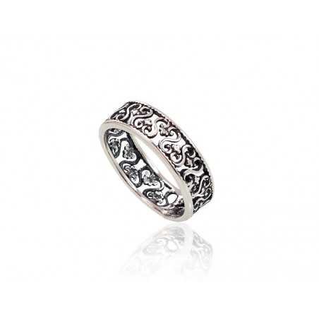925° Genuine Sterling Silver ring, Stone: No stone, Type: Women, 2101387(POx-Bk)