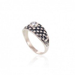 925° Genuine Sterling Silver ring, Stone: Zirkons , Type: Women, 2101405(POx-Bk)_CZ