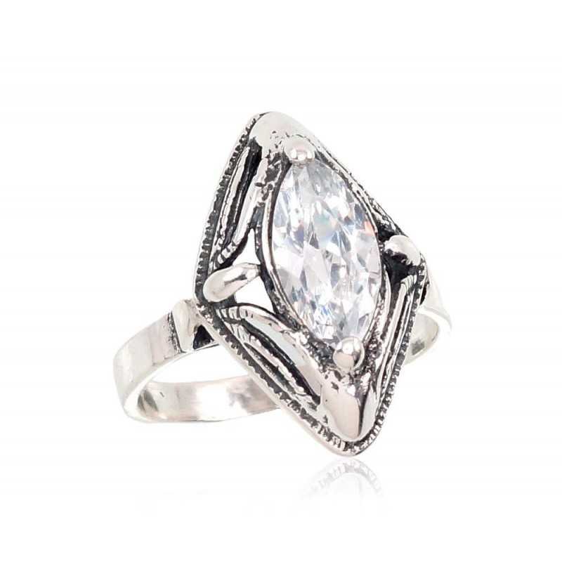 925° Genuine Sterling Silver ring, Stone: Zirkons , Type: Women, 2101413(POx-Bk)_CZ