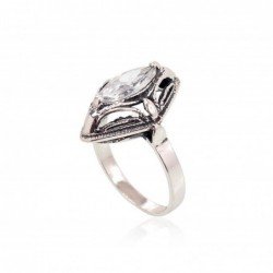 925° Genuine Sterling Silver ring, Stone: Zirkons , Type: Women, 2101413(POx-Bk)_CZ