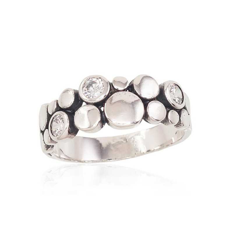 925° Genuine Sterling Silver ring, Stone: Zirkons , Type: Women, 2101564(POx-Bk)_CZ