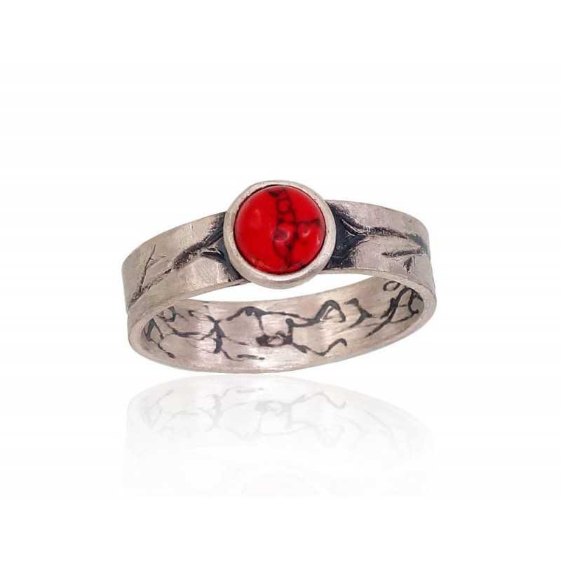 925° Genuine Sterling Silver ring, Stone: Coral , Type: \\\"K-Exclusive\\\"  collection, 2101687(Matt+POx-MattBk)_COX