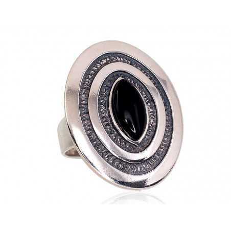925° Genuine Sterling Silver ring, Stone: Onix , Type: Women, 2101700(POx-Bk)_ON-2