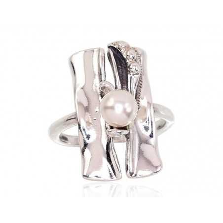 925° Genuine Sterling Silver ring, Stone: Fresh-water Pearl , Type: Women, 2101706(POx-Bk)_PESN
