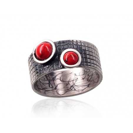 925° Genuine Sterling Silver ring, Stone: Coral , Type: \\\"K-Exclusive\\\"  collection, 2101740(Matt+POx-MattBk)_COX