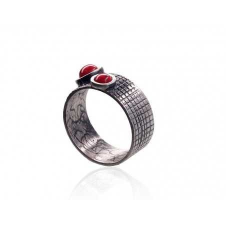 925° Genuine Sterling Silver ring, Stone: Coral , Type: \\\"K-Exclusive\\\"  collection, 2101740(Matt+POx-MattBk)_COX