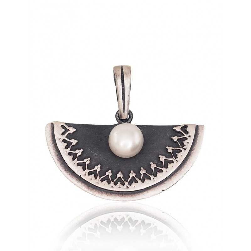 925° Silver pendant, Type: Women, Stone: Fresh-water Pearl , 2301689(Matt+POx-MattBk)_PE