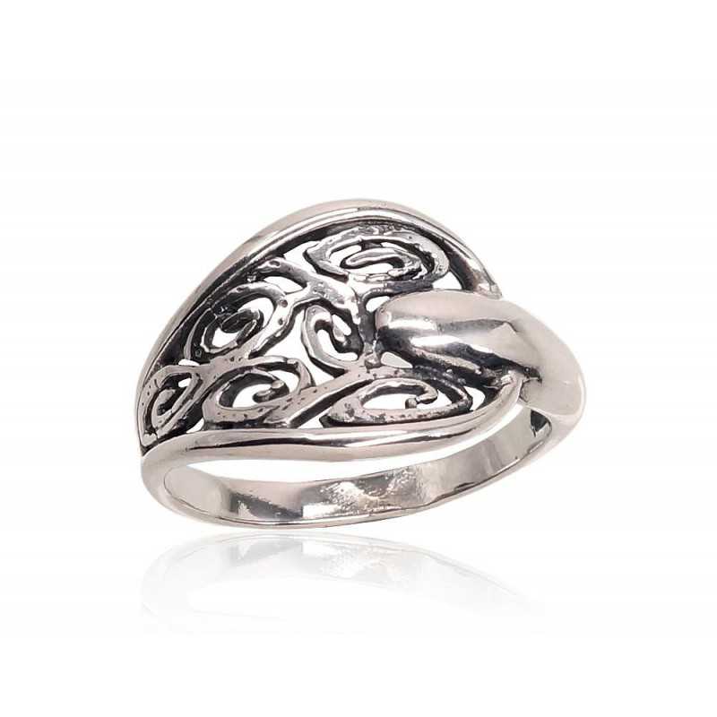 925° Genuine Sterling Silver ring, Stone: No stone, Type: Women, 2101673(POx-Bk)