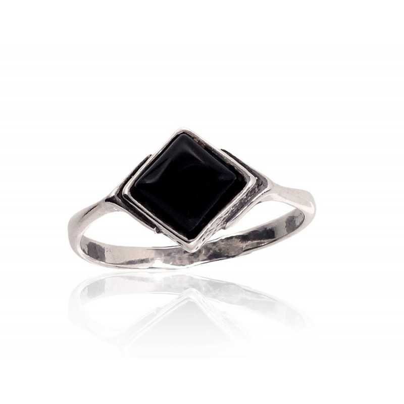 925° Genuine Sterling Silver ring, Stone: Onix , Type: Women, 2101698(POx-Bk)_ON-2