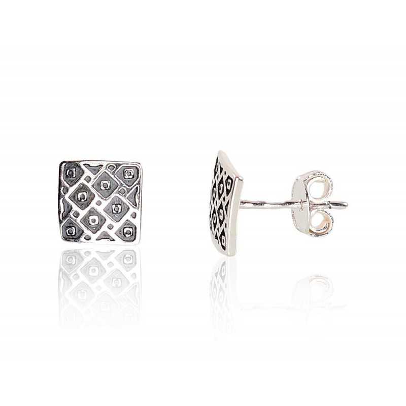 925° Silver Stud Earrings, Silver, No stone, 2202520(POx-Bk)