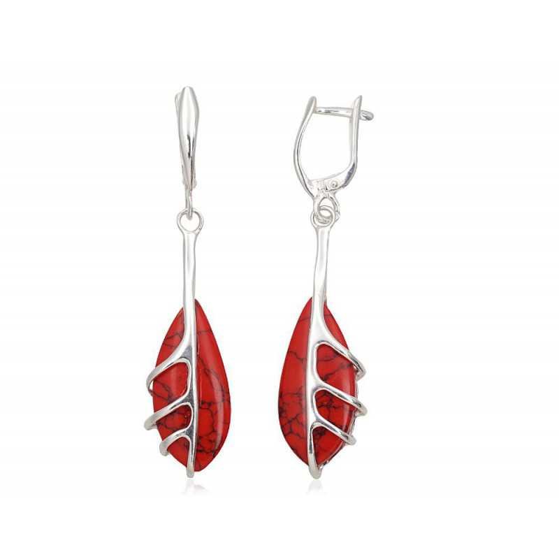 925°, Silver earrings with english lock, Coral , 2203257_COX