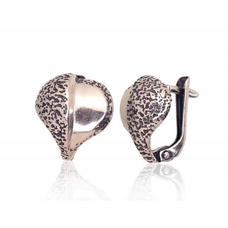 925°, Silver earrings with english lock, No stone, 2203628(POx-Bk)