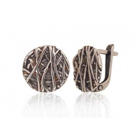 925°, Silver earrings with english lock, No stone, 2203629(POx-Bk)