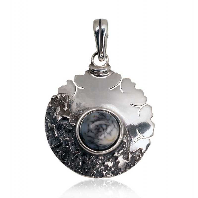 925° Silver pendant, Type: \"K-Exclusive\"  collection, Stone: Dendritic Agate , 2301797(POx-Bk)_AGD