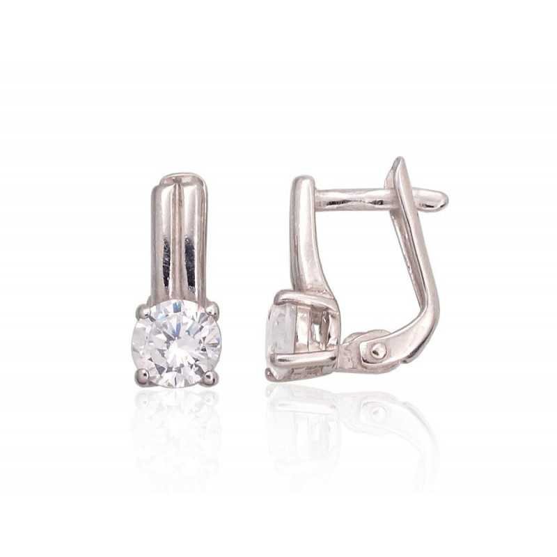 925°, Silver earrings with english lock, Zirkons , 2203219_CZ