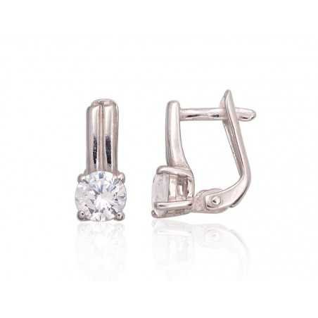 925°, Silver earrings with english lock, Zirkons , 2203219_CZ