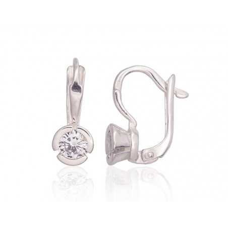 925°, Silver earrings with english lock, Zirkons , 2203564_CZ