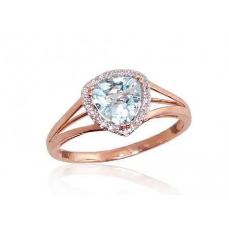 585° Gold ring, Stone: Diamonds, Blue Topaz , Type: With precious stones, 1100092(Au-R+PRh-W)_DI+TZLB