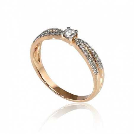 Gold ring, Rose gold, 585°, Diamonds, 1100191(Au-R+PRh-W)_DI