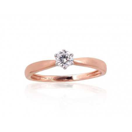 Gold ring, Rose/White gold, 585°, Diamonds, 1101040(Au-R+Au-W)_DI
