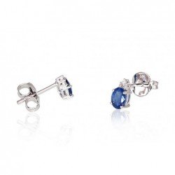 Gold classic studs earrings, 585°, Diamonds, Sapphire, 1200248(Au-W)_DI+SA