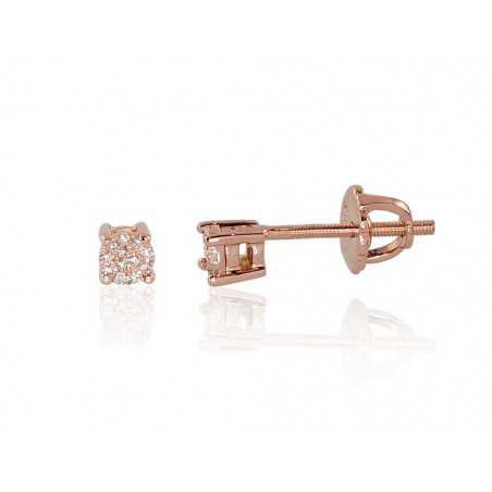 Gold screw studs earrings, 585°, Diamonds, 1200452(Au-R)_DI