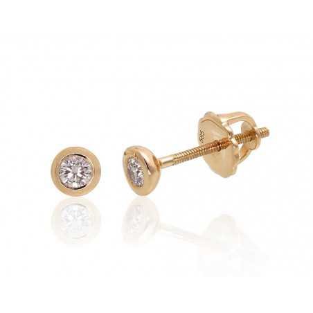Gold screw studs earrings, 585°, Diamonds, 1200511(Au-Y)_DI