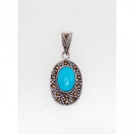 925° Silver pendant, Type: Women, Stone: Marcasites , Turquoise , 2301175_MA+TRX