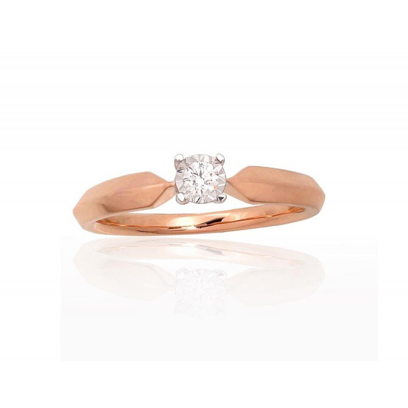 Gold ring, Rose gold, 585°, Diamonds, 1101043(Au-R+PRh-W)_DI