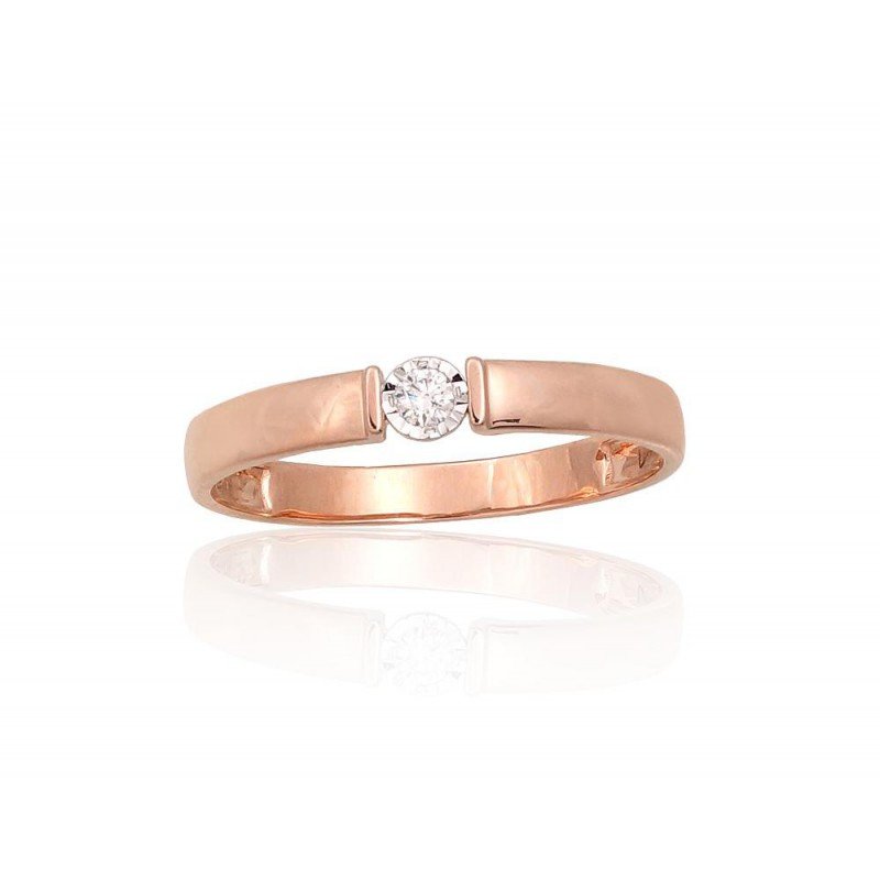 Gold ring, Rose gold, 585°, Diamonds, 1101045(Au-R+PRh-W)_DI
