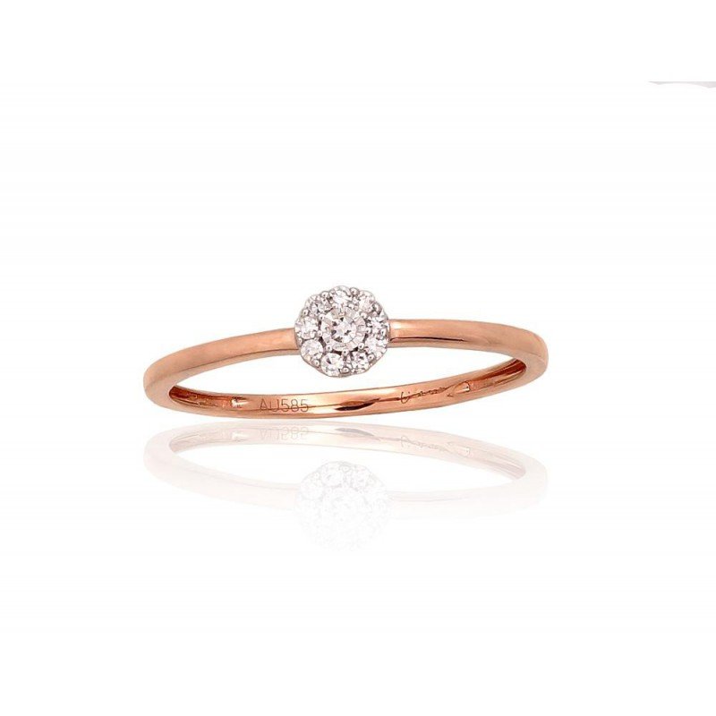 Gold ring, Rose gold, 585°, Diamonds, 1101049(Au-R+PRh-W)_DI