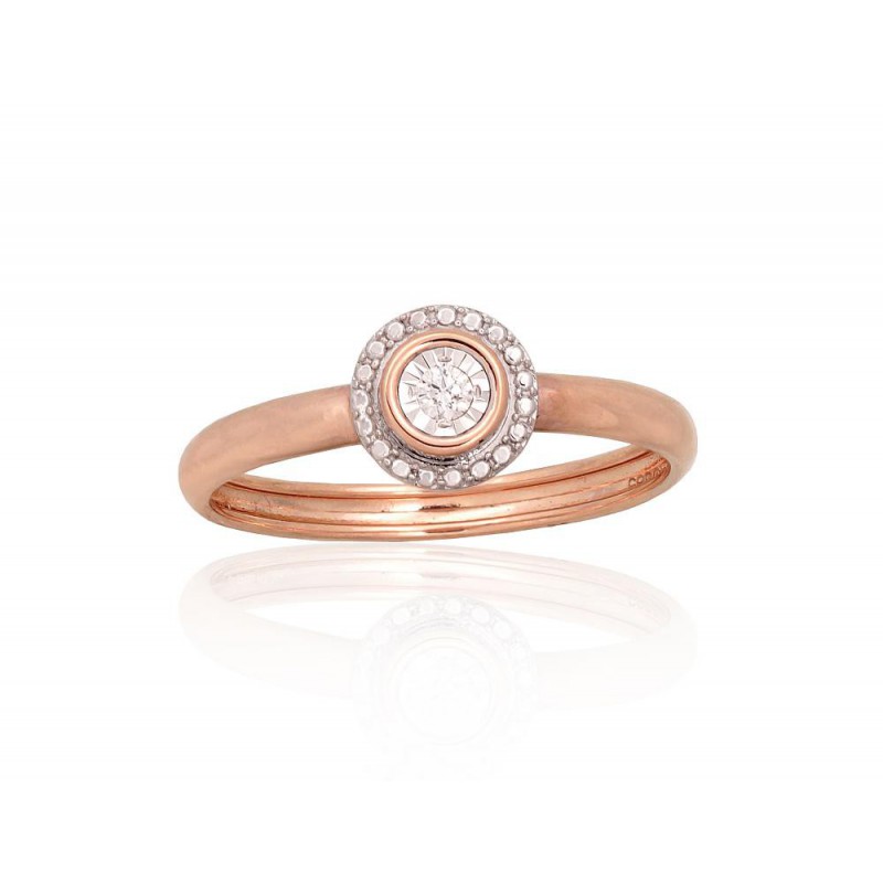 Gold ring, Rose gold, 585°, Diamonds, 1101051(Au-R+PRh-W)_DI