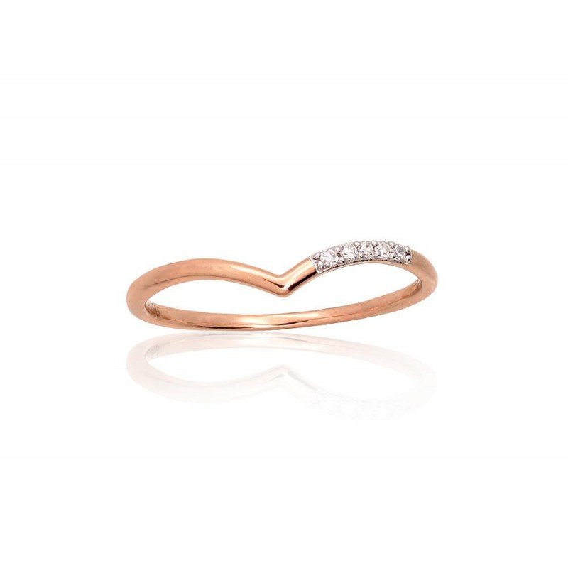 Gold ring, Rose gold, 585°, Diamonds, 1101058(Au-R+PRh-W)_DI