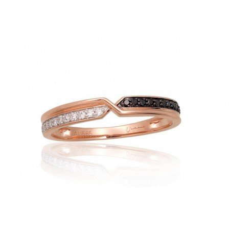 Gold ring, Rose gold, 585°, Diamonds, Diamonds, 1101059(Au-R+PRh-W+PRh-Bk)_DI+DIBk