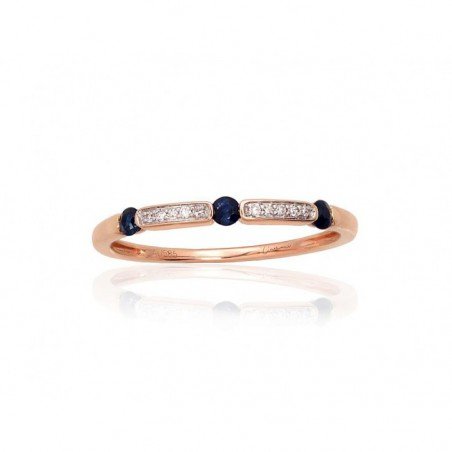 Gold ring, Rose gold, 585°, Diamonds, Sapphire, 1101060(Au-R+PRh-W)_DI+SA