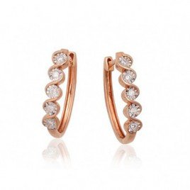 Gold Earrings, 585°, Diamonds, 1201422(Au-R+PRh-W)_DI
