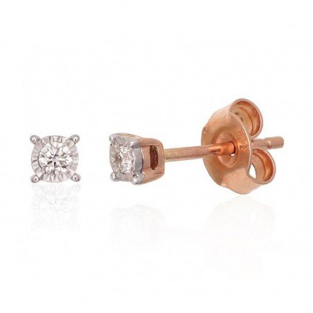 Gold Earrings, 585°, Diamonds, 1201428(Au-R+PRh-W)_DI