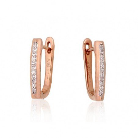 Gold Earrings, 585°, Diamonds, 1201424(Au-R+PRh-W)_DI