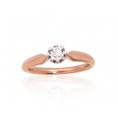 Gold ring, Rose gold, 585°, Diamonds, 1101042(Au-R+PRh-W)_DI
