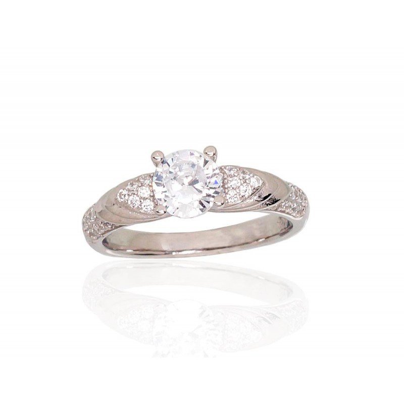 925° Genuine Sterling Silver ring, Stone: Zirkons , Type: Engagement rings, 2101714(PRh-Gr)_CZ