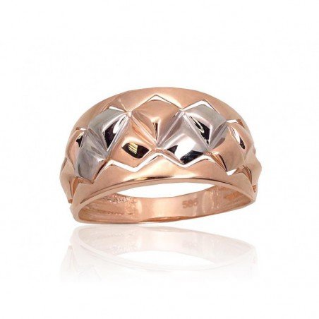 585° Gold ring, Stone: No stone, Type: Women, 1101064(Au-R+PRh-W)