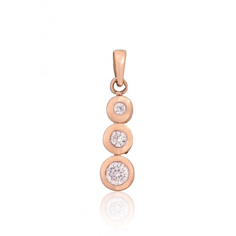 Gold pendant, 585°, Rose gold, Zirkons , 1300954(Au-R)_CZ