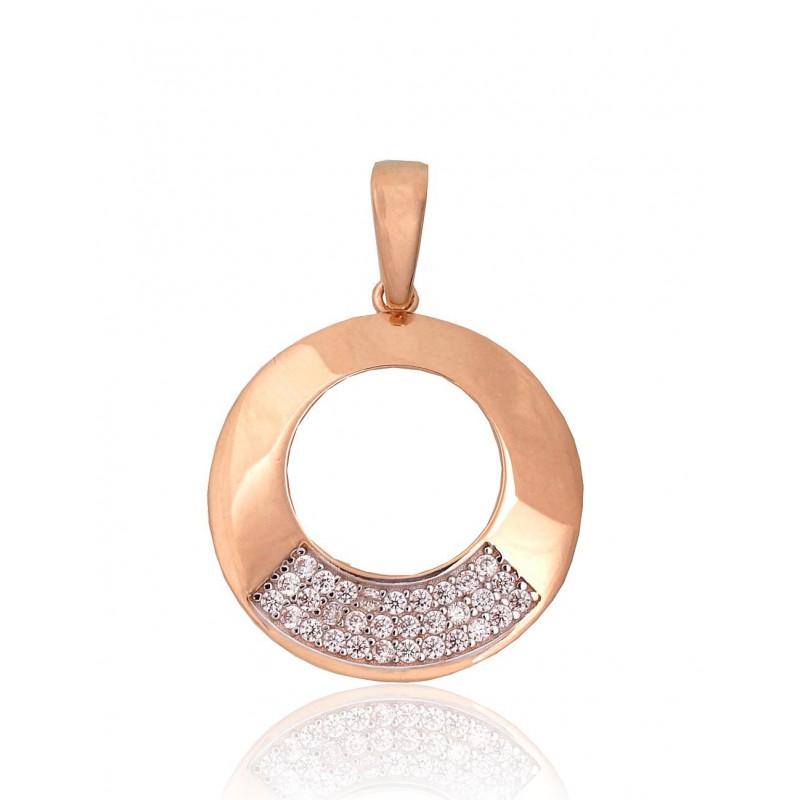 Gold pendant, 585°, Rose gold, Zirkons , 1300955(Au-R+PRh-W)_CZ