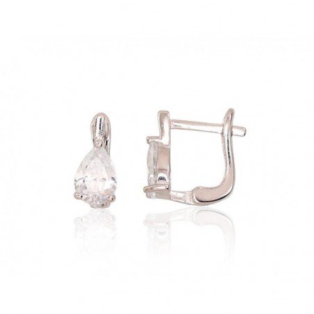 925°, Silver earrings with english lock, Zirkons , 2202948(PRh-Gr)_CZ