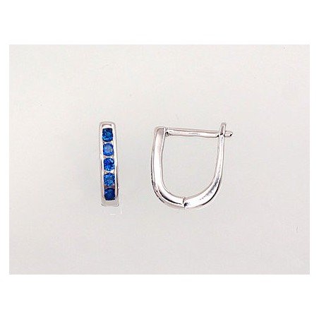 925°, Silver earrings with english lock, Zirkons , 2202950(PRh-Gr)_CZ-DB