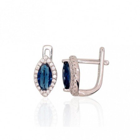 925°, Silver earrings with english lock, Zirkons , 2202956(PRh-Gr)_CZ+CZ-B