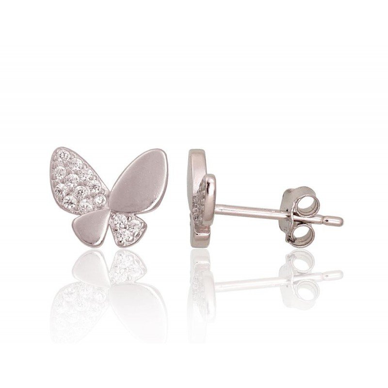 925° Silver Stud Earrings, Silver, Zirkons , 2203684(PRh-Gr)_CZ