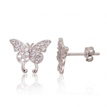 925° Silver Stud Earrings, Silver, Zirkons , 2203685(PRh-Gr)_CZ