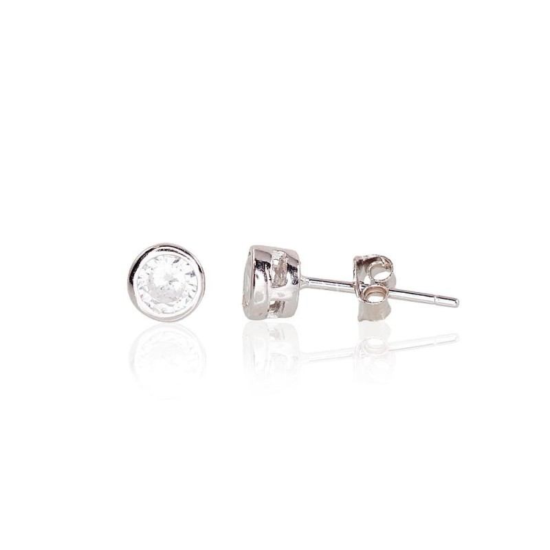 925° Silver Stud Earrings, Silver, Zirkons , 2202991(PRh-Gr)_CZ